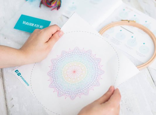 Rainbow Mandala Handmade Embroidery Kit Hoop Art