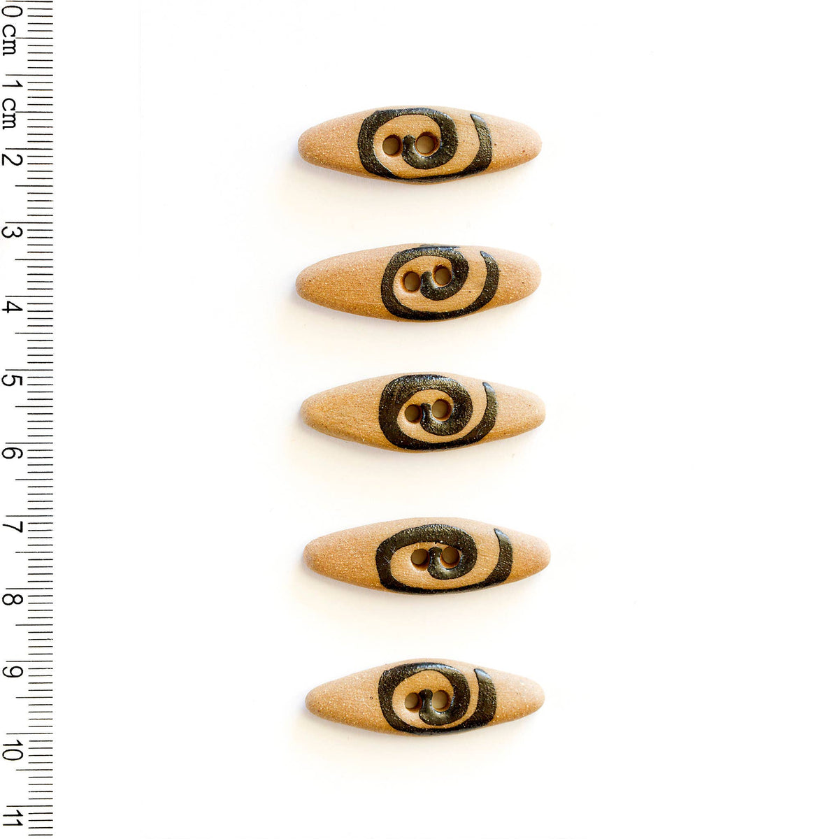 Geometric Black Patterned Terracotta Sewing Buttons