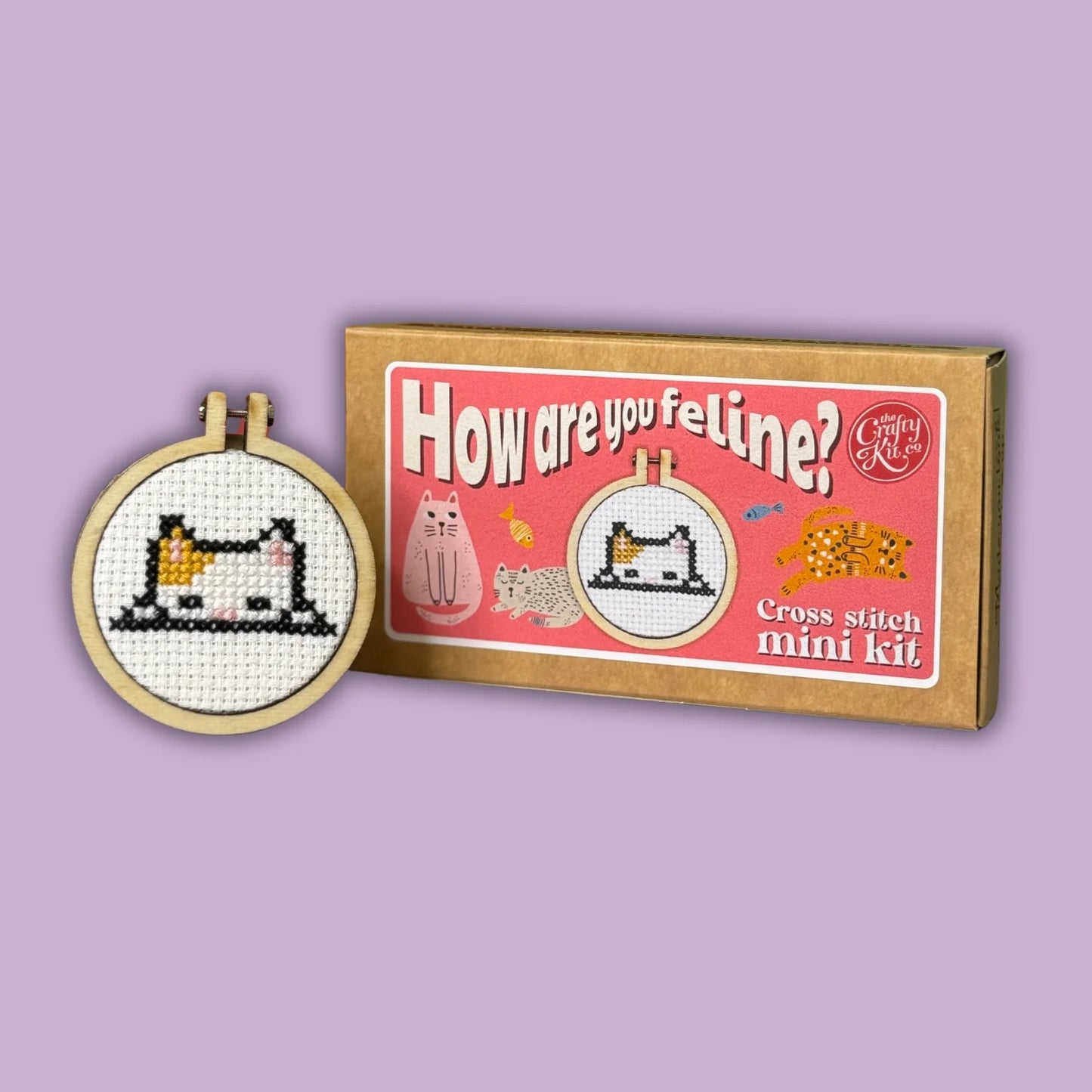 Matchbox Mini Cross Stitch Kit: How are you Feline?
