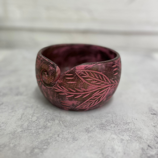 Dip Dyed Hand Carved Wooden Yarn Bowl
