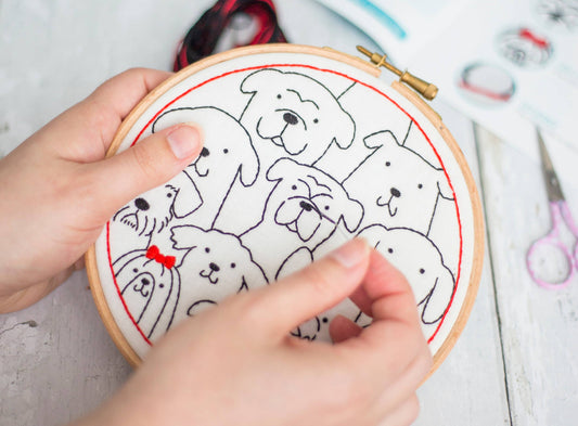 Dogs Pet Handmade Embroidery Kit Hoop Art