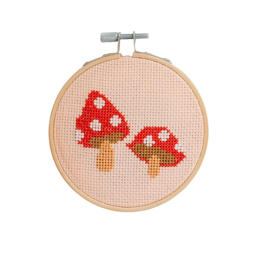 Toadstool Cross Stitch Kit  (Red)