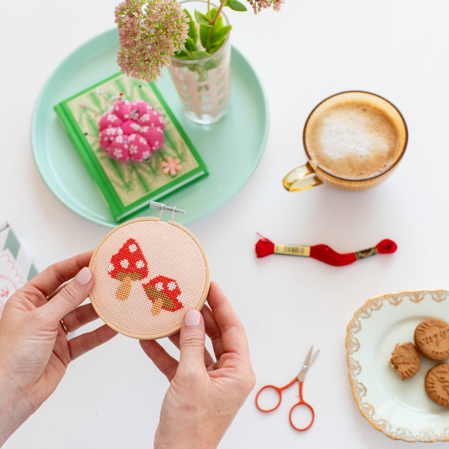 Toadstool Cross Stitch Kit  (Red)