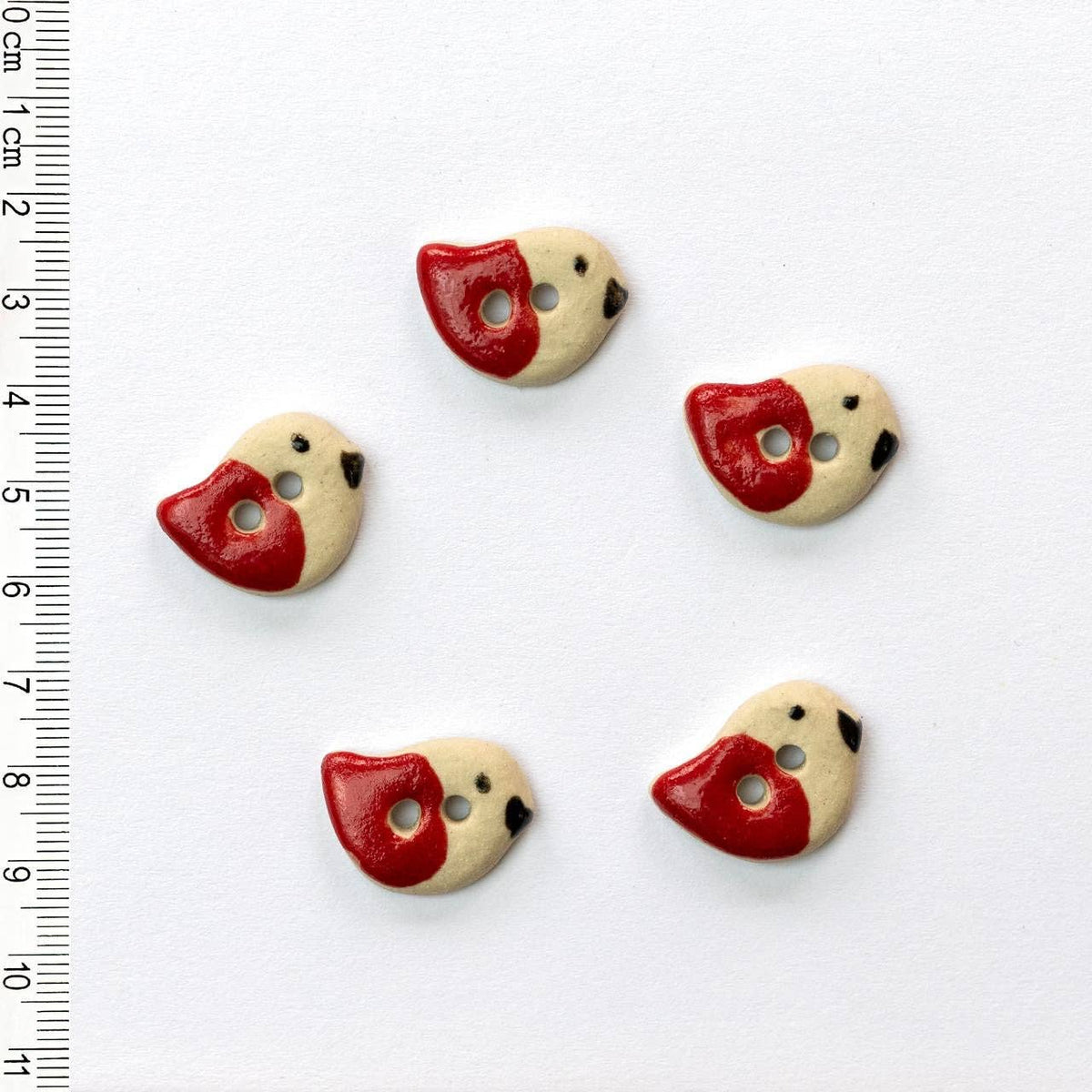Teeny Red Bird Buttons