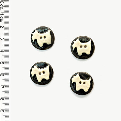 White Round Scotty Dog Buttons