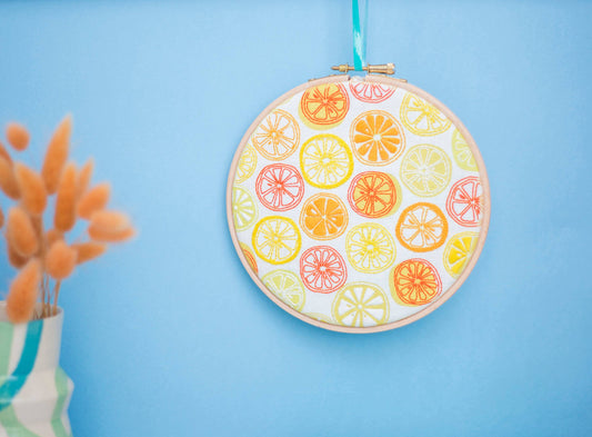 Oranges and Lemons Citrus Handmade Embroidery Kit Hoop Art
