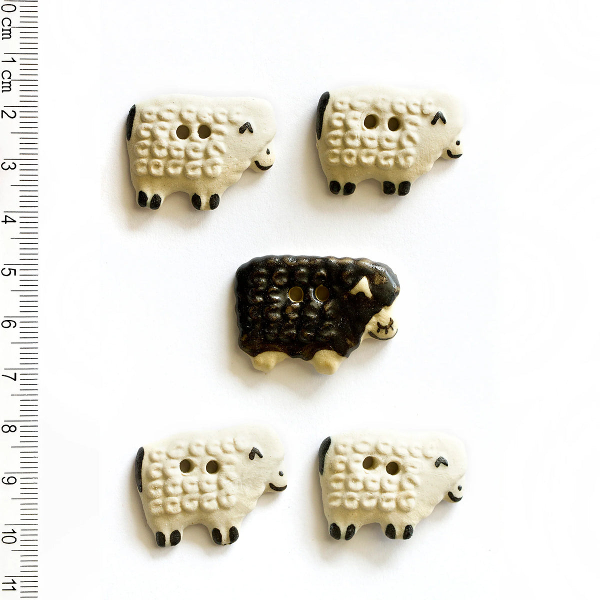 Sheep Buttons (x4 white, x1 black)