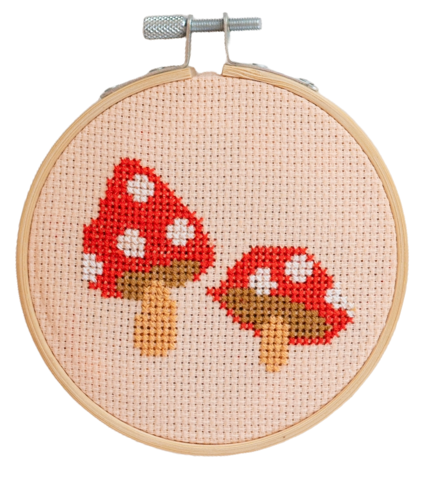 Toadstool Cross Stitch Kit  (Red)