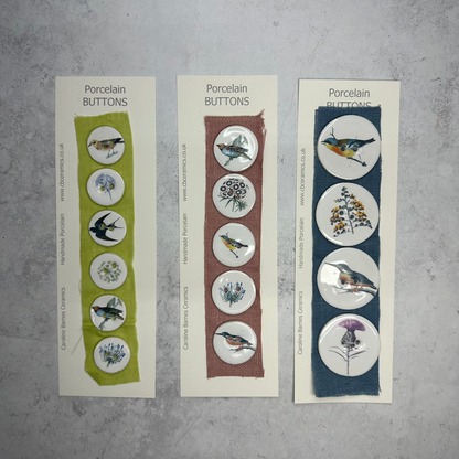 Birds/Seedheads Porcelain Buttons