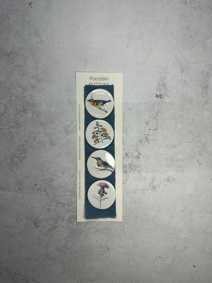 Birds/Seedheads Porcelain Buttons