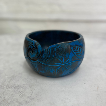 Dip Dyed Hand Carved Wooden Yarn Bowl