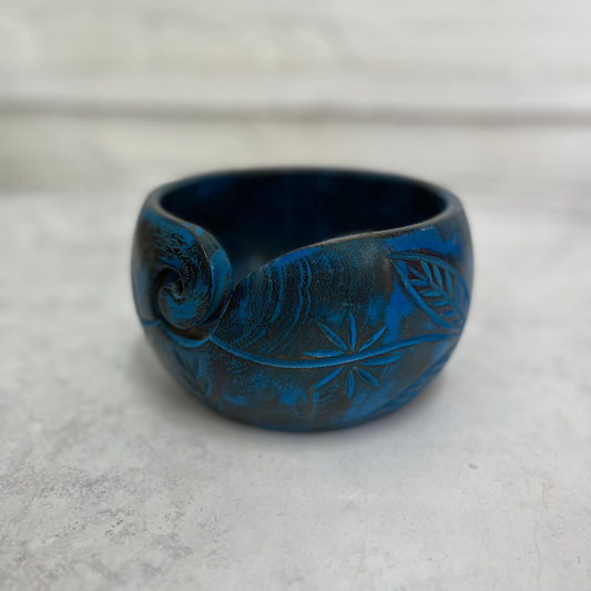 Dip Dyed Hand Carved Wooden Yarn Bowl