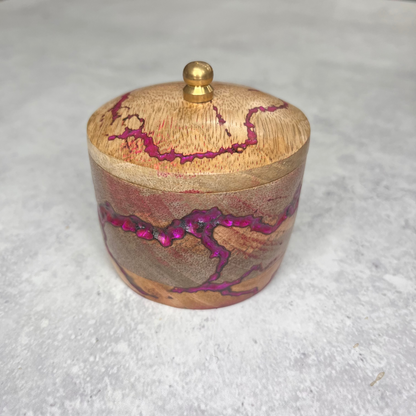 Hand Carved Wooden Lidded Notions Pot