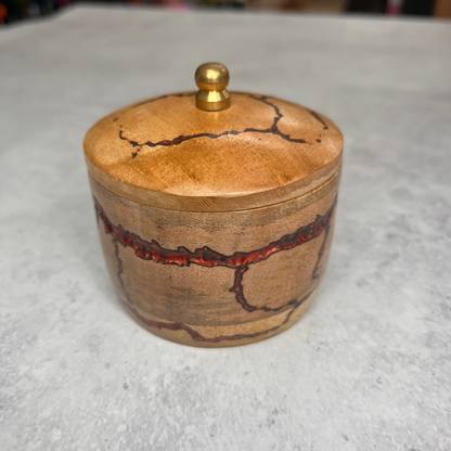 Hand Carved Wooden Lidded Notions Pot