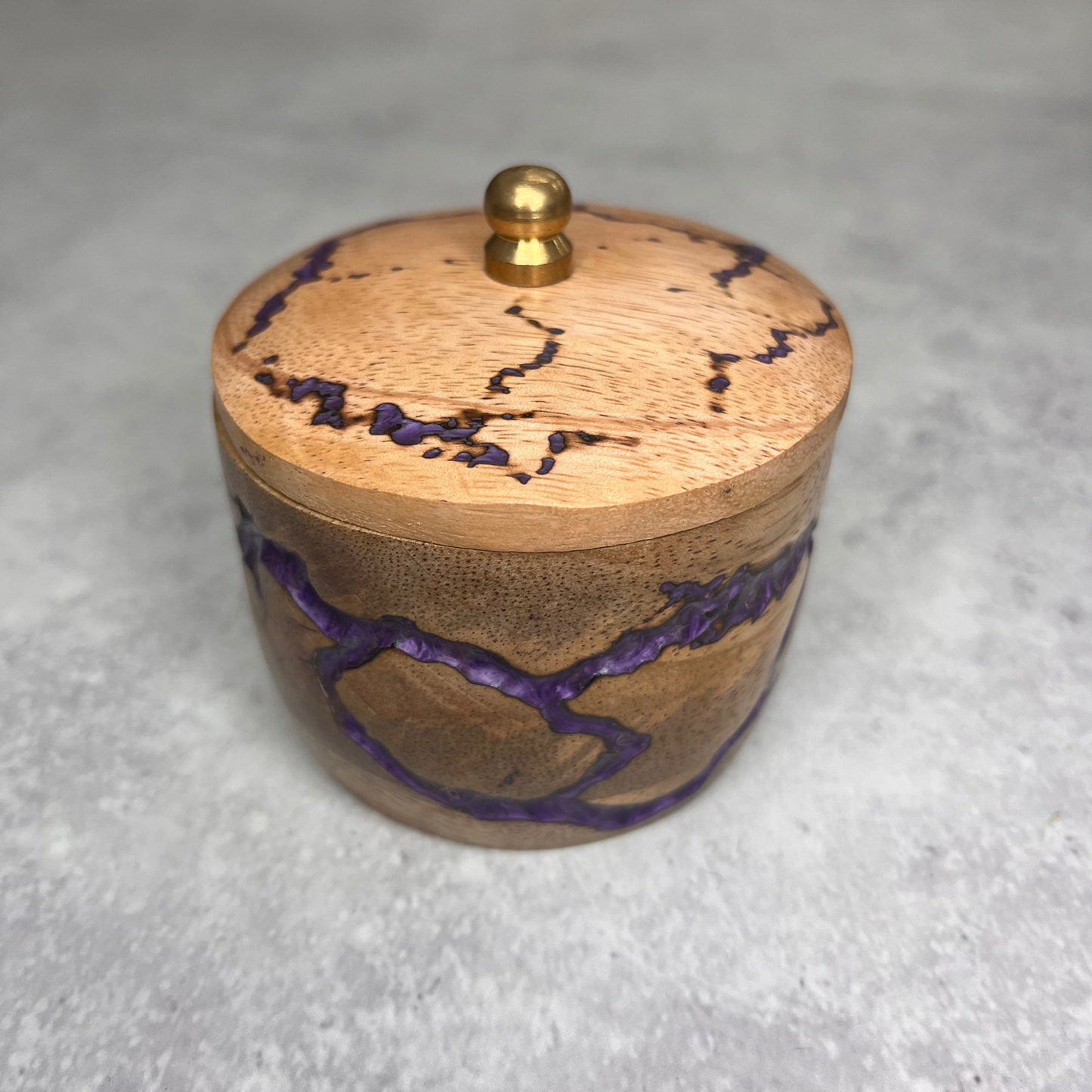 Hand Carved Wooden Lidded Notions Pot