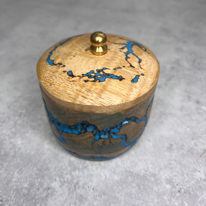 Hand Carved Wooden Lidded Notions Pot