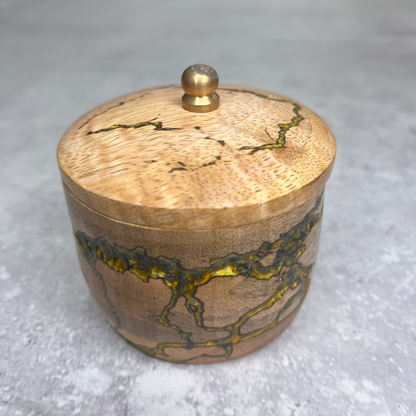 Hand Carved Wooden Lidded Notions Pot