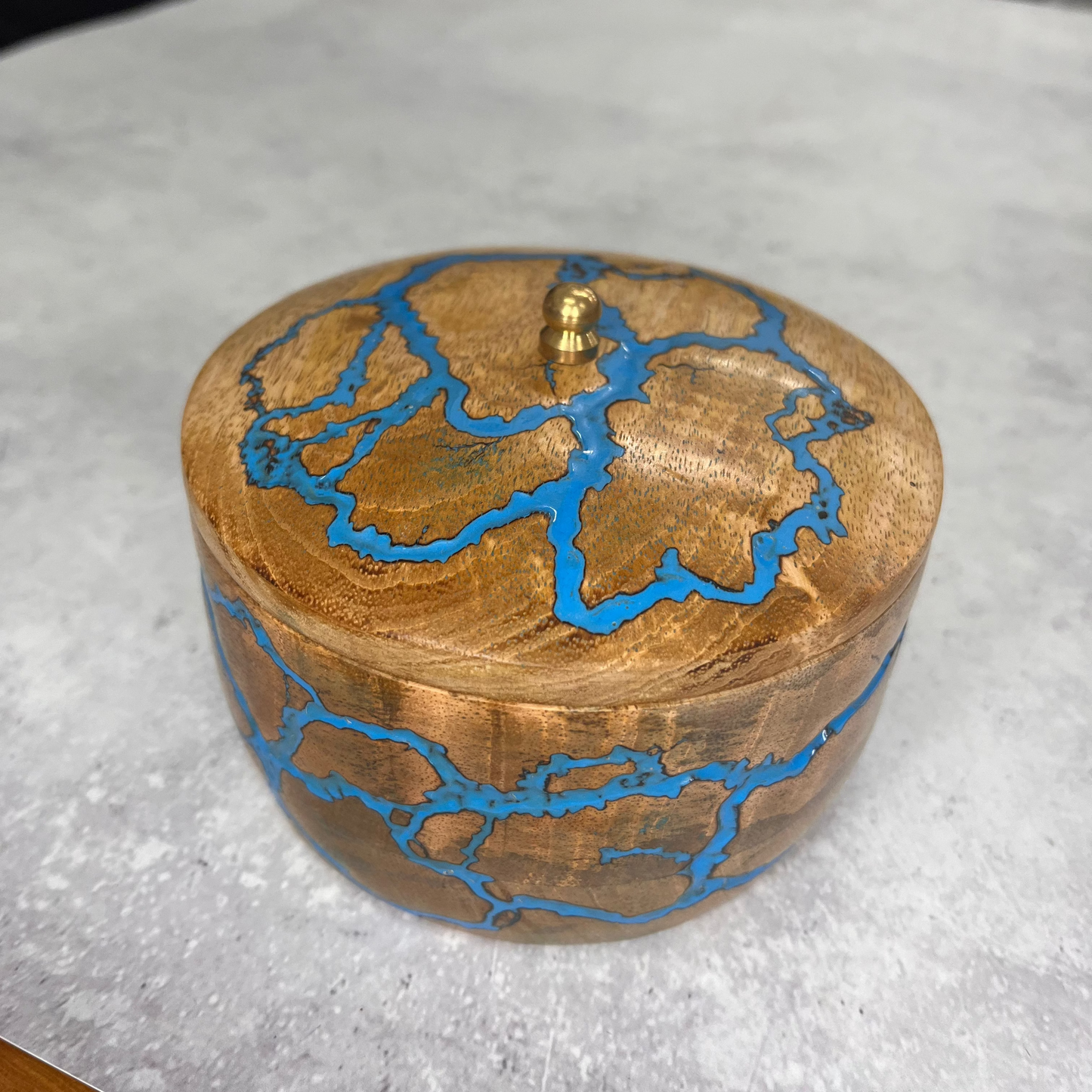 Hand Carved Wooden Lidded Notions Pot