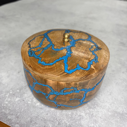 Hand Carved Wooden Lidded Notions Pot