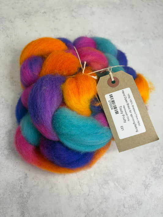 Hand dyed Shetland Fibre Braids