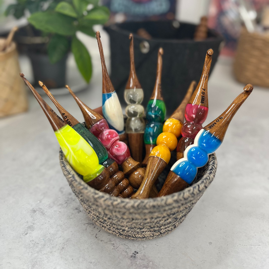 Hand Carved Wooden Crochet Hooks