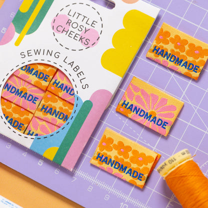 HANDMADE FLOWER POWER Sewing Labels Tags